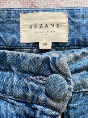 SEZANE The Wide-Leg Trousers in Light Blue